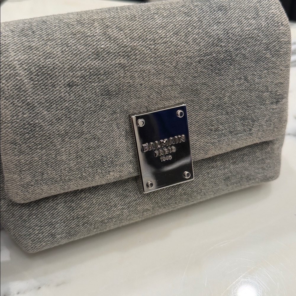Balmain Gray Chain-Accent Crossbody Bag
